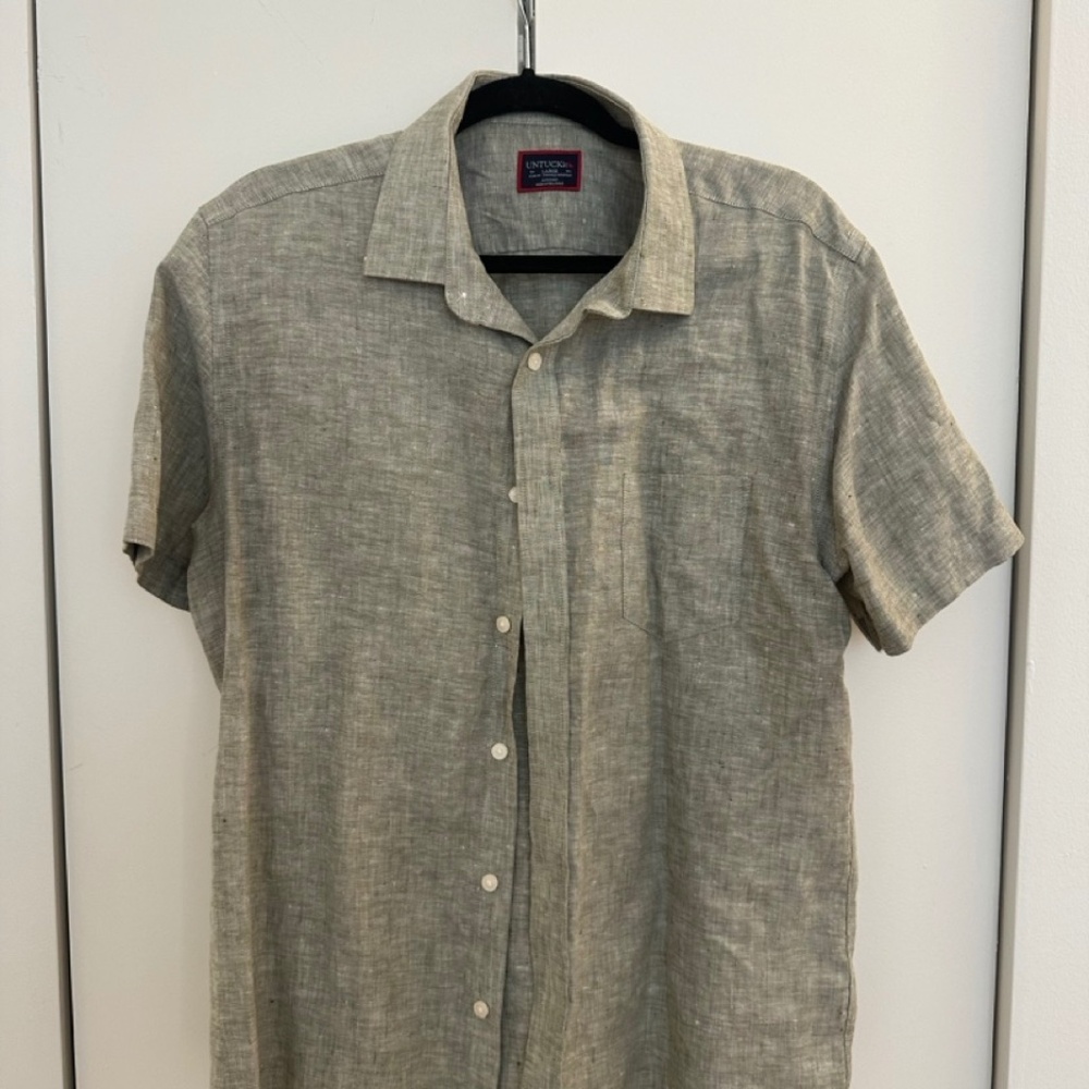 Men's UNTUCKit Button Down Short Sleeve Shirt Green